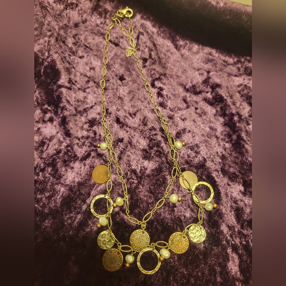 Silpada pearl, oxidized sterling silver, and Copper Coin Necklace